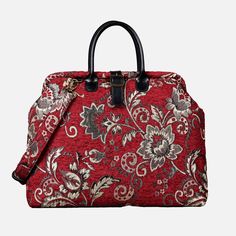 Floral Paisley Red Mary Poppins Weekender carpet bag MCW Handmade Luxury Red Bags With Adjustable Handle, Red Tapestry Bag With Rectangular Shape, Red Tapestry Bags With Rectangular Shape, Red Tapestry Bag, Rectangular Shape, Red Tapestry Rectangular Bag, Elegant Tapestry Bag With Adjustable Handle, Elegant Tapestry Bags With Adjustable Handle, Elegant Tapestry Bag With Adjustable Strap, Handmade Travel Bag