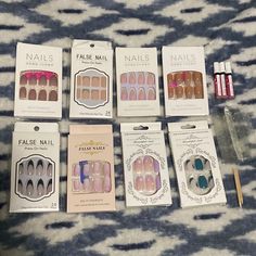 A Total Of 8 Pairs Of False/ Press On Nails. Includes 3 Kiss Pink Gel Glues, 2- 24 Packs Of Glue Sticker Sheets And Also 2 Manicure Sticks. All Are Brand New! Stick On Nails Packaging, Press On Nails Packaging Ideas, Nails Packaging, Kiss Pink, Gel Glue, Plaid Nails, Pink Gel, Glitter Dipped, Nails 2024