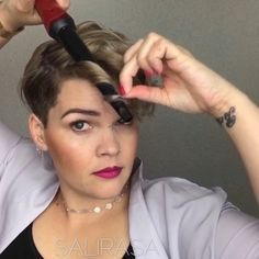 Curling Very Short Hair, How To Curl Very Short Hair, How To Curl Pixie Hair Tutorials, Styling Short Hair Tutorials, How To Curl Your Hair Short, Styling Very Short Hair, Easy Curls For Short Hair, How To Curl Short Hair With Curling Iron, Hairstyles To Do With Short Hair