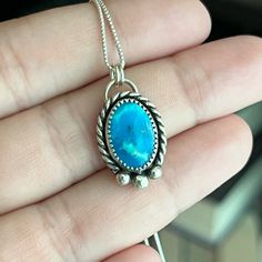 Like New Comes With Chain 18 Inches Under An Inch Tall Stamped On The Back Sterling Silver Necklace Pendants, Silver Pendant Necklace, Turquoise Sterling Silver, Sterling Silver Pendant, Blue And Silver, Sterling Silver Pendants, Womens Jewelry Necklace, The Back, Silver Pendant