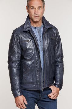 Memphis Lambskin Leather Bomber Moto Jacket | Overland Rugged Leather Outerwear With Zipper Closure, Rugged Leather Jacket With Zipper For Winter, Rugged Winter Biker Jacket With Zipper Closure, Fitted Leather Jacket With Double-needle Stitching For Winter, Leather Biker Jacket For Cold Weather, Fitted Leather Lined Biker Jacket For Winter, Leather Biker Jacket With Zipper For Cold Weather, Winter Leather Biker Jacket With Double-needle Stitching, Fitted Leather Jacket For Cold Weather