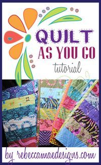 the quilt as you go pattern is featured in front of a blue frame with an image of