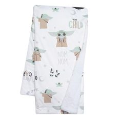 a baby yoda blanket with the words'the child'on it and an image of