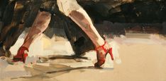 a painting of a woman's legs in high heels