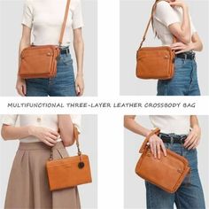 Women's Handbag Bag Three Layer Leather Crossbody Shoulder Bag Crossbody Bags | eBay Messenger Bag Women, Leather Shoulder Bags, Mini Wallet, Persona 5, Three Layer, Daily Essentials, Bag Handle, Magnetic Clasp, Bag Women