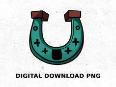 a green horseshoe with the words digital download png on it