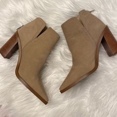 True To Size. See All Pics. Beige Closed Toe Heels For Fall, Beige Block Heel Heels For Fall, Beige Block Heels For Fall, Beige Closed Toe Booties For Fall, Spring Beige Booties, Beige Booties With Reinforced Heel For Fall, Fall Beige Booties With Reinforced Heel, Beige Medium Width Booties For Fall, Casual Beige Pointed Toe Booties