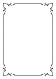 a black and white drawing of a square frame with swirly scrolls on the edges