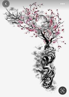 Xenomorph Tattoo, Blossom Tree Tattoo, Mystical Tattoos, Tree Tattoo Designs, Tattoo Simple, Tree Of Life Tattoo, Blossom Tattoo, Tattoo Style Drawings