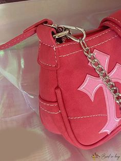 BirdinBag - Y2K Cross Decor Bag: Chain Shoulder, Trendy Pink Handbag Purse Trendy Chain Pouch Bag, Pink Fashion Bags With Zipper Closure, Pink Fashion Accessory Bag With Zipper Closure, Pink Bag With Chain Strap, Pink Shoulder Bag With Chain Strap, Pink Chain Strap Bag, Daily Use Chain Bag, Pink Shoulder Bag With Chain Strap For Everyday, Casual Bags With Chain For Daily Use