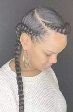 2 Goddess Braids With Weave, Goddess Braids With Weave, Braid Styles With Weave, 2 Goddess Braids, Two Braids With Weave, Two Braids Style, 2 Braids Hairstyles, Cornrows With Weave, Goddess Braid Styles