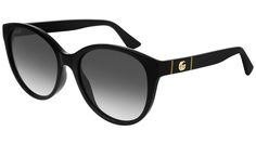 Gucci Logo sunglasses model GG0631S cat eye injection frame color code 001 shiny black with black temple and gradient grey lens. Gucci Products, Eclectic Contemporary, Classic Color Palette, Sunglasses Logo, Gucci Logo, Gucci Eyewear, Italian Craftsmanship, Buy Gucci, Eyewear Womens