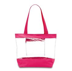 clear tote with pink trim Clear Beach Bag, Black Duffel Bag, Clear Handbags, Clear Tote Bags, Vinyl Bag, Pink Handbags, Clear Bag, Clear Bags, Clear Vinyl