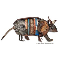 folk art armadillo found object sculpture by artist Dolan Geiman Funky Sculpture, Nature Assemblage Art, Canvas Sculpture, Armadillo Sculpture, Assemblage Art Easy, Found Object Sculpture, Wood Mixed Media Sculpture, Assemblage Art Dolls Mixed Media Collage, Bird Assemblage Art