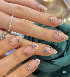 Stone Nails, Taylor Swift Nails, Siren Aesthetic, Milky Nails, Nail Style, Gem Nails, Nails 2024, Minimalist Nails, Dream Nails