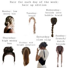 Hair up edition ✨ Anti Breakage Hairstyles, Hairstyles With All Hair Up, Hairstyles For Days Of The Week, How To Wear Your Hair To Bed Night Sleep, Days Of The Week Hairstyles, A Week Of Hairstyles, Hairstyles For Everyday Of The Week, Hairstyles For Each Day Of The Week