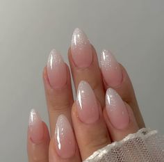 Baby Boomers Nails, Pink Ombre Nails, Basic Nails, Her Nails, Makijaż Smokey Eye, Almond Acrylic Nails, Sparkle Nails