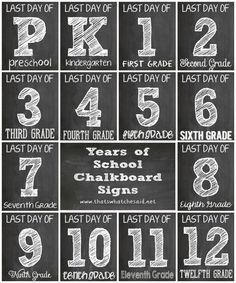 a chalkboard calendar with numbers and dates for each grade 1, 2, 4, 5