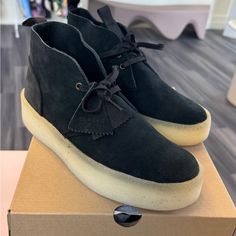 Classic Clarks Black Suede Desert Boot. New In Box! Casual Black Boots With Suede Lining, Desert Cups, Men's Clarks, Desert Boot, Desert Boots, Clarks Shoes, Chukka Boots, Black Suede, Men's Shoes