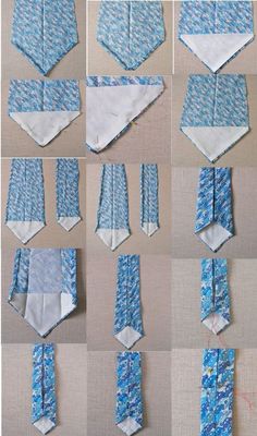 the instructions for how to tie a necktie with blue and white flowers on it