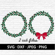 two wreaths with bows svg dxf png