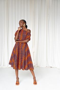 Midi Dress Off Shoulder, Off Shoulder Neckline, Goddess Fashion, Dress Off Shoulder, One Shoulder Midi Dress, Wax Fabric, Infinity Dress, African Print Dress, Classy Dress Outfits