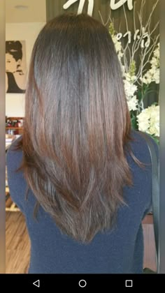 Mid Length Hair V Shape, Pin Straight Hair Layers, Longer In The Back Haircut, Subtle V Haircut, V Haircut Short Hair, Upper Back Length Hair, V Shaped Haircut With Layers Medium Shoulder Length, Triangle Layers Haircut, Layered V Cut Hair Medium