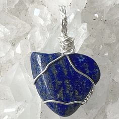 Lapis Heart Shaped Wire Wrapped Pendant | New Earth Gifts Become More Organized, Deep Navy Blue, Gemstone Pendants, More Organized, Third Eye Chakra, Navy Blue Color