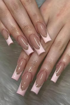 Pink Tip Nails, Unghie Sfumate, Long Square Nails, Tapered Square Nails, Square Nail, Square Nail Designs, Tapered Square, Magnesium Deficiency