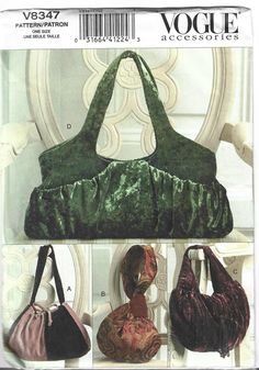 an image of purses and handbags on the cover of a sewing pattern book