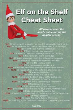 the elf on the shelf sheet with instructions for how to put it in an elf's hat