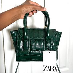 Zara Dark Green Animal Print Mini Crossbody Bag New With Tags Art: 6121/910/030 Originally $35.90 Trendy Green Satchel With Mobile Phone Bag, Green Crossbody Bag With Top Carry Handle, Green Top Handle Bag For Errands, Green Satchel With Mobile Phone Bag For Shopping, Green Top Handle Box Bag For Mobile Phone, Green Top Handle Box Bag For Errands, Trendy Green Double Handle Satchel, Chic Green Satchel With Mobile Phone Bag, Green Satchel With Adjustable Strap For Shopping