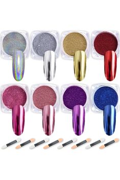 Nail Powder Wenida 8 Colors 1g/Jar Holographic Chrome Mirror Laser Synthetic Resin Pigment Manicure Art Decoration with 8pcs Eyeshadow Sticks Holographic Nail Powder, Resin Pigment, Manicure Art, Holo Nails, Chrome Nail Powder, Gel Polish Nail Art, Liquid Nails, Chrome Mirror, Nail Powder