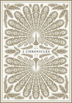 the front cover of two chroncles, with an intricate design in gold and white