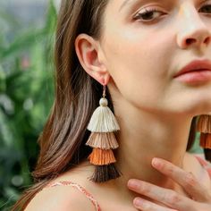 4 Inches Zinc Alloy 10.5g Ombre Earrings, Long Tassel Earrings, Tassel Drop Earrings, Long Dangle Earrings, Boho Stil, Fringe Earrings, Look Chic, Tassel Earrings, Long Earrings