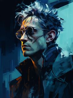 a digital painting of a man with sunglasses