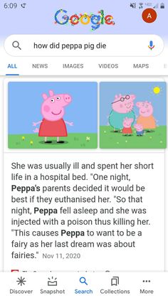 an image of peppa and her friends on the facebook page, which is being viewed by