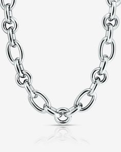 Statement Sterling - Oval Link Chain Necklace – Ring Concierge Oversized Necklace, Oval Jewelry, Ring Concierge, Necklace Length Guide, Bracelet Size Chart, Jewelry Showcase, Jewelry Showcases, Link Earrings, Link Chain Necklace