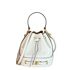 New With Tag Michael Kors Reed Medium Belted Bucket Top Handle Shoulder Crossbody Bag Pebbled/Smooth Leather Gold Toned Hardware Optic White 100% Authentic Retail: $498.00 Plus Tax **Please See The Measurement For The Size** *The Pictures Look Larger Than The Size* !!!No Dust Bag!!! Tag Said Medium But It May Be Small To Medium For Messenger Bag!! Michael Kors Logo At Front Open Top With Drawstring Closure Unlined 1 Slip In Pocket 9.5"(L) X 8.5"(H) X 5.5"(D) Approximate Measurement: Handle Drop: Classic White Bucket Bag For Errands, Formal White Pouch Bucket Bag, White Formal Pouch Bucket Bag, Elegant Bucket Bag With Branded Hardware For Errands, Elegant Michael Kors Bucket Bag For Travel, Luxury Michael Kors Bucket Bag For Travel, Luxury Michael Kors Bucket Bag With Detachable Strap, Elegant Michael Kors Bucket Bag, Michael Kors Luxury Bucket Bag