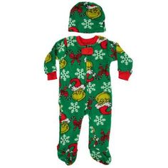 Size: Infant Unisex 12 Months Color: Red, White, Green & Yellow Pattern: Stripes Content: 100% Polyester Care & Safety: Flame-Resistant Quantity: 1 Sleeper & 1 Hat Care: Turn Garment Inside Out Machine Wash, Cold, Separately, Gentle Cycle, Rinse Thoroughly Use Only Non-Chlorine Bleach When Needed Tumble Dry, Low Do Not Iron Show some love for the big green guy with this Grinch Infant Sleep Set. This plush pajama set includes a fuzzy green crawler and a matching cap, each decorated with images of Grinch Pajamas, Snowflake Images, Holiday Photoshoot, Sleep Set, Month Colors, Yellow Pattern, Hobby Lobby, Santa Hat, Baby Sleep