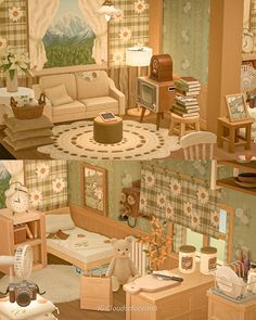 the interior of a dollhouse with furniture and decor