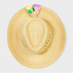 Get a blend of style and sun protection with the Girls' Straw Cowboy Hat - art class™. Featuring straw construction, this hat provides a lightweight and breathable feel. The braided design and tassel detail give it a fashionable look. This girls' straw cowboy hat from art class™ is ideal for sunny days or any outdoor adventure. art class™: One-of-a-kind looks for the one and only you. Playful Sun Hat With Curved Brim For Vacation, Playful Curved Brim Hat For Beach Season, Playful Summer Hats For The Pool, Playful Vacation Hat With Curved Brim, Playful Summer Hats For Pool, Playful Curved Brim Hat For Vacation, Playful Brimmed Straw Hat For Summer, Playful Wide Brim Straw Hat For Beach Season, Playful Adjustable Brimmed Straw Hat