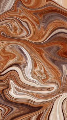 an abstract painting with brown and white colors on the surface, as if it is fluid or liquid