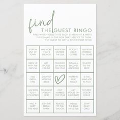 a printable wedding game with the words find the guest's bingo on it