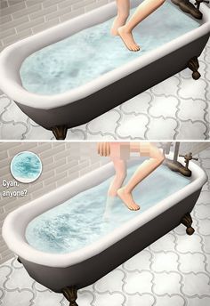 there are two different views of a person in a bathtub