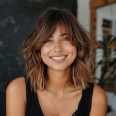 Choppy Lob Curtain Bangs, Textured Long Bob With Curtain Bangs, Medium Length Blonde Balayage With Curtain Bangs, Brunette Long Bob With Curtain Bangs, Mid Length Bob With Curtain Bangs, 2024 Curtain Bangs, Shag Bob With Curtain Bangs, Medium Length Hairstyles With Curtain Bangs, Subtle Bangs Short Hair