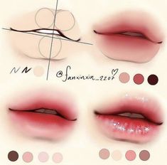 the different lip shapes are shown in various colors