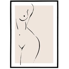 a nude woman's torso in a black frame on a white background with the word,