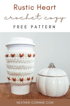 This adorable Crochet Rustic Heart Cozy is a free pattern here on my blog! This quick, beginner friendly design has sweater-weather elegance, making for an excellent crochet gift idea! Below you'll find the free pattern and video tutorial! Coffee Mug Sleeve Crochet, Crochet Mug Sleeve Free Pattern, Crochet Mug Sweater, Crochet Cup Cozy With Handle Free Pattern, Free Crochet Cozy Patterns, Crochet Mug Sleeve, Mug Holder Crochet