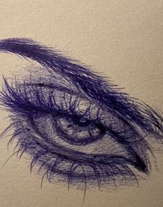 a drawing of an eye with long eyelashes